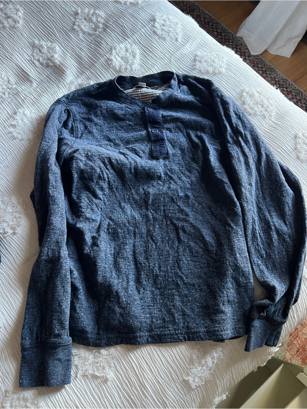 Men's Jcrew Long-Sleeve Henley Shirt - Navy